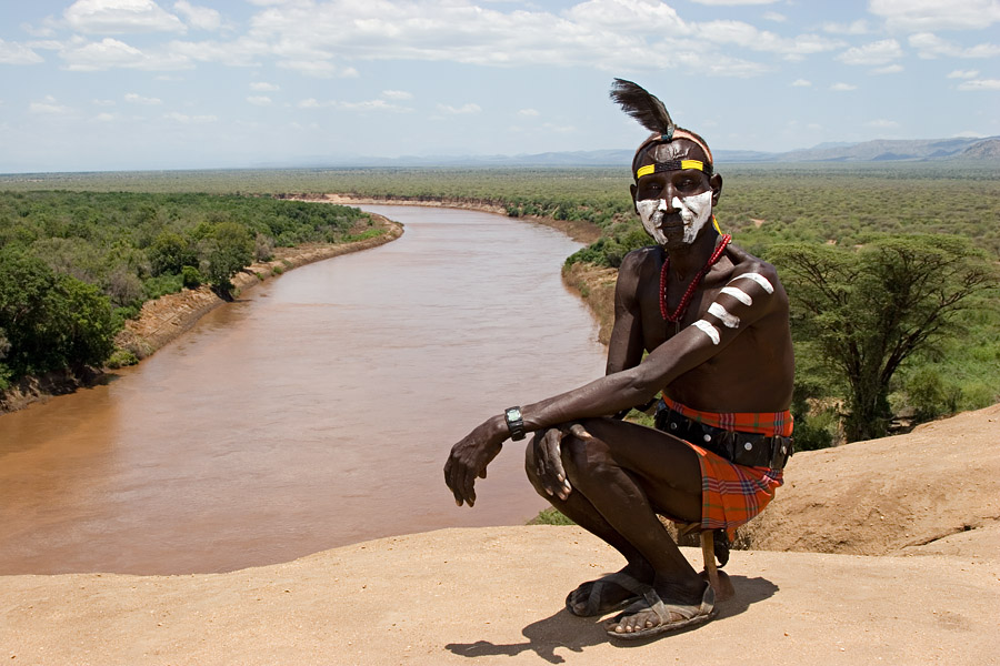 153   Karo warrior at the Omo river